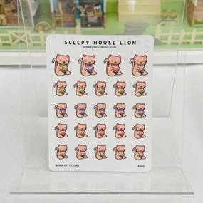 small organic Boba Kitticon Planner Sticker Sheet
