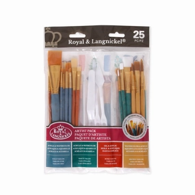 flat vegan Artist Paint Brush And Knife Pack - 25 Pieces