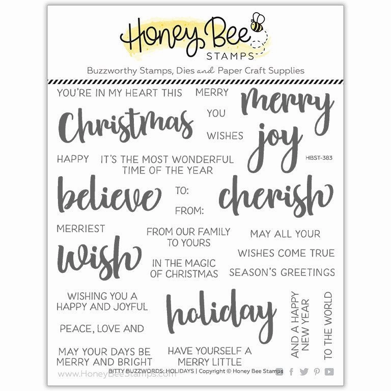 rubber Bitty Buzzwords: Holidays - 6X6 Stamp Set