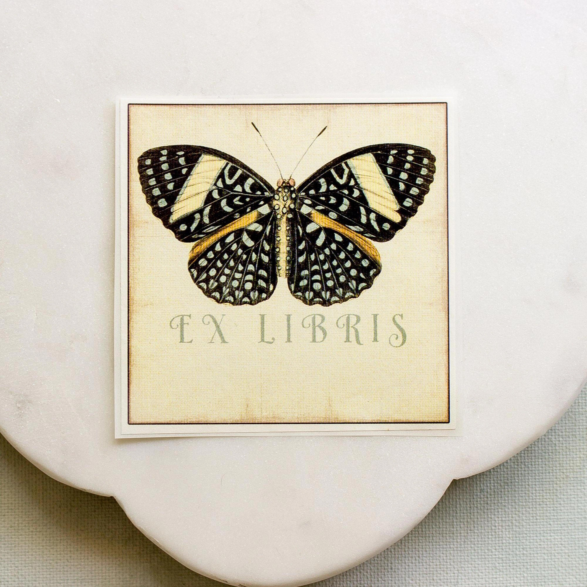 Black Butterfly Bookplate Sticker essential valuable