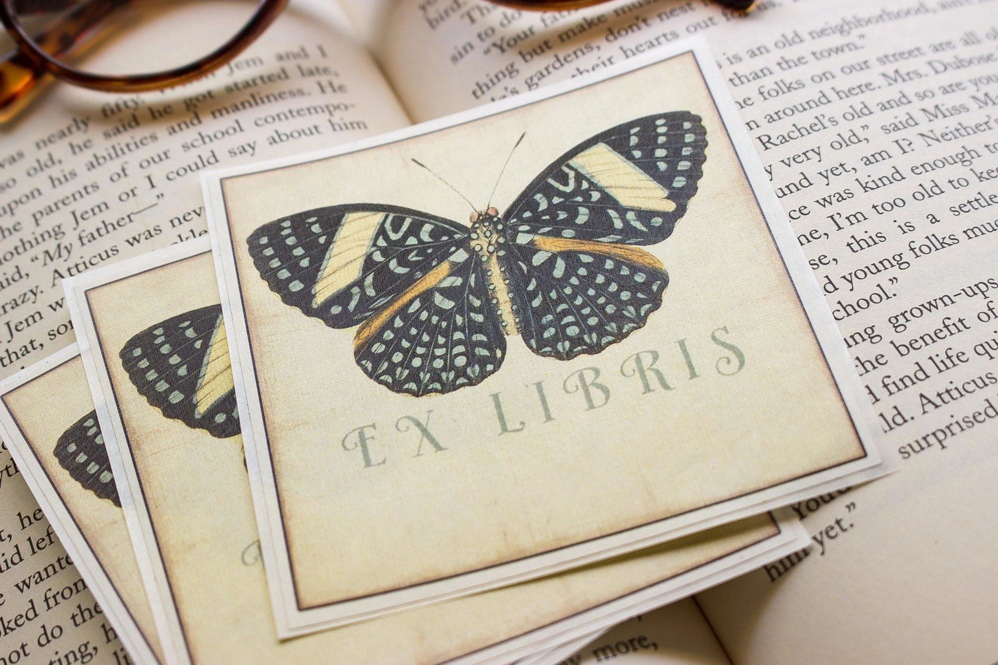 latest Black Butterfly Bookplate Sticker