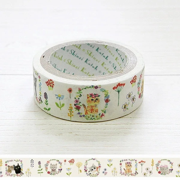 narrow latest Kitty Cat Flower Washi Tape