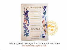 Side Quests Bows And Arrows Notepad wooden cool