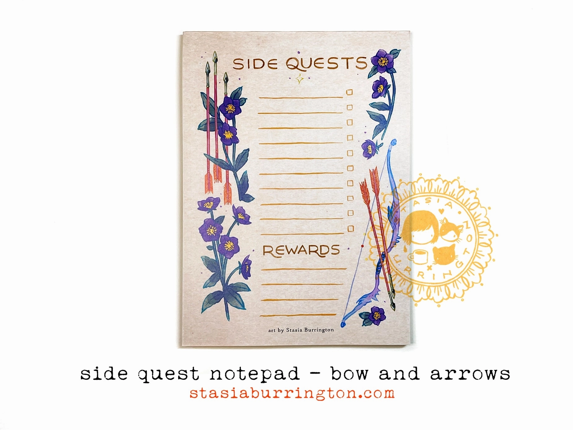Side Quests Bows And Arrows Notepad wooden cool