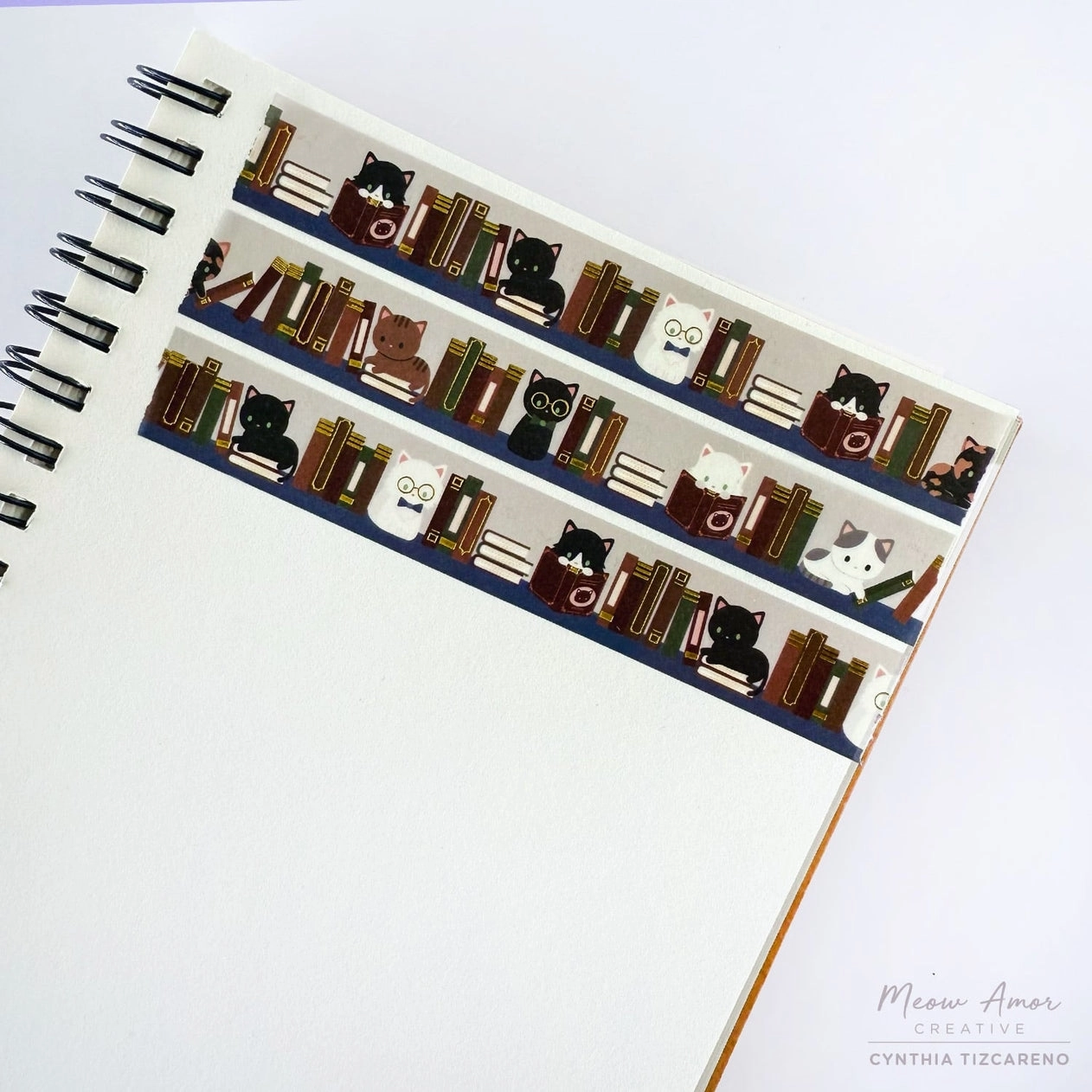 trendy Book Cats Gold Foil Washi Tape