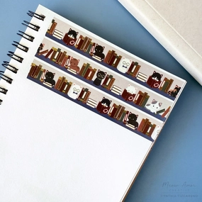 Book Cats Gold Foil Washi Tape affordable lightweight