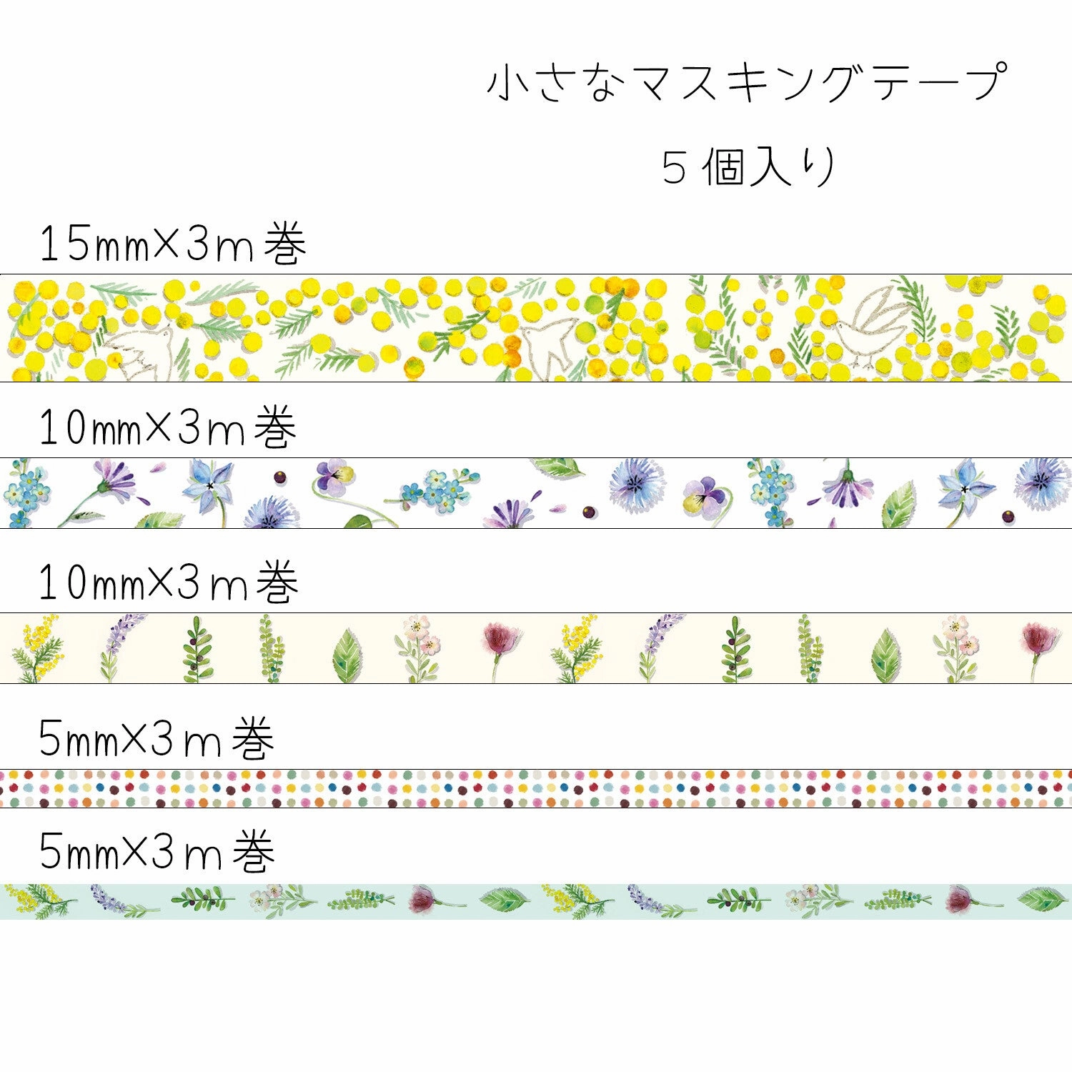 cotton fiber Botanical Garden Mini Washi Matchbox (5 Rolls)