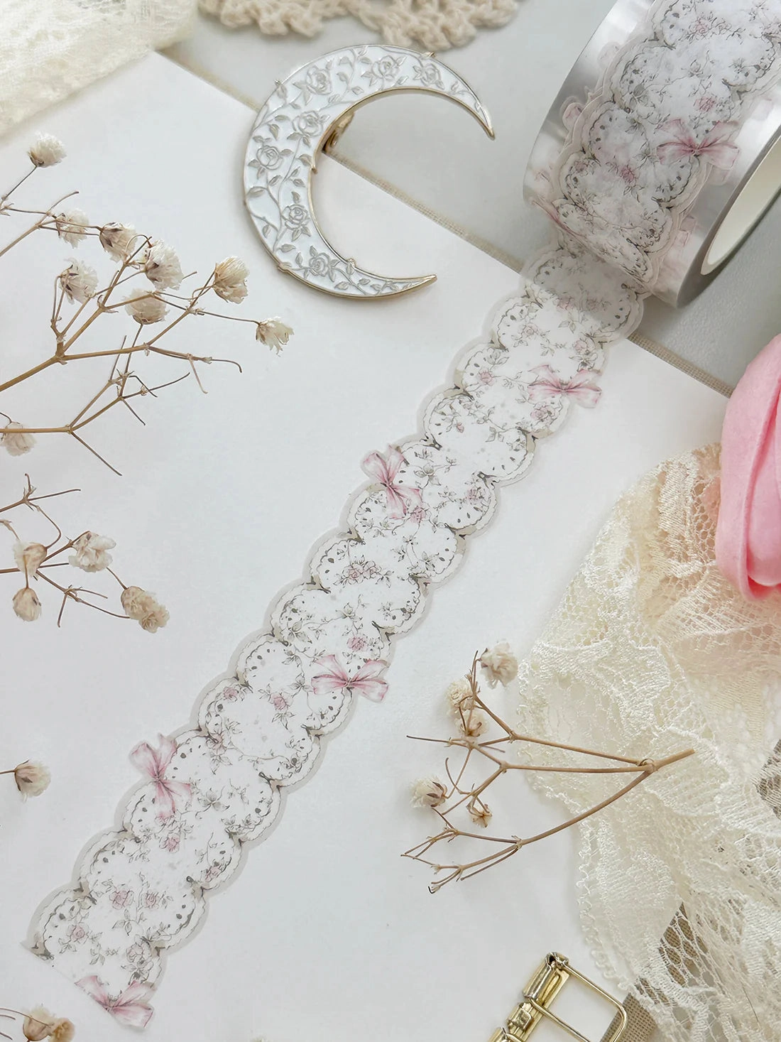 earthy Bow & Lace Die Cut Washi Tape