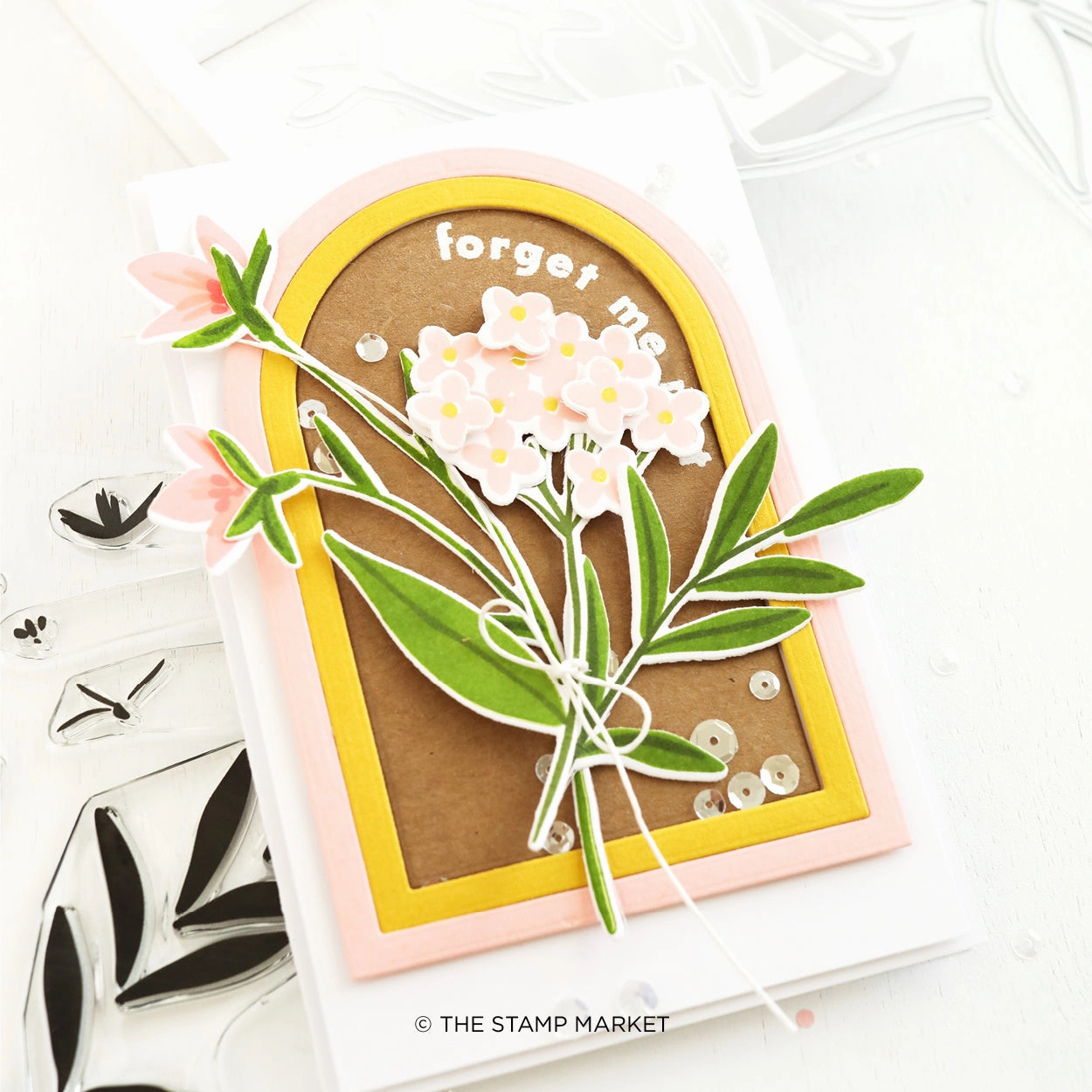 Arched Greetings Stamp plastic bronze