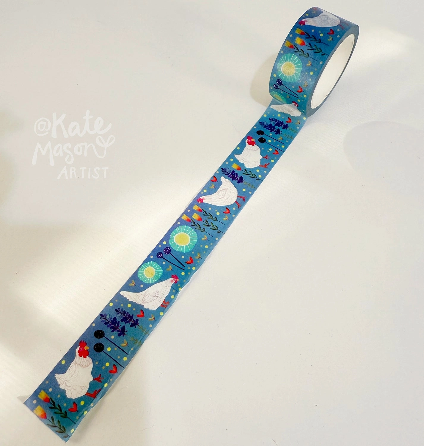 Chickens & Flowers Washi Tape steel classic