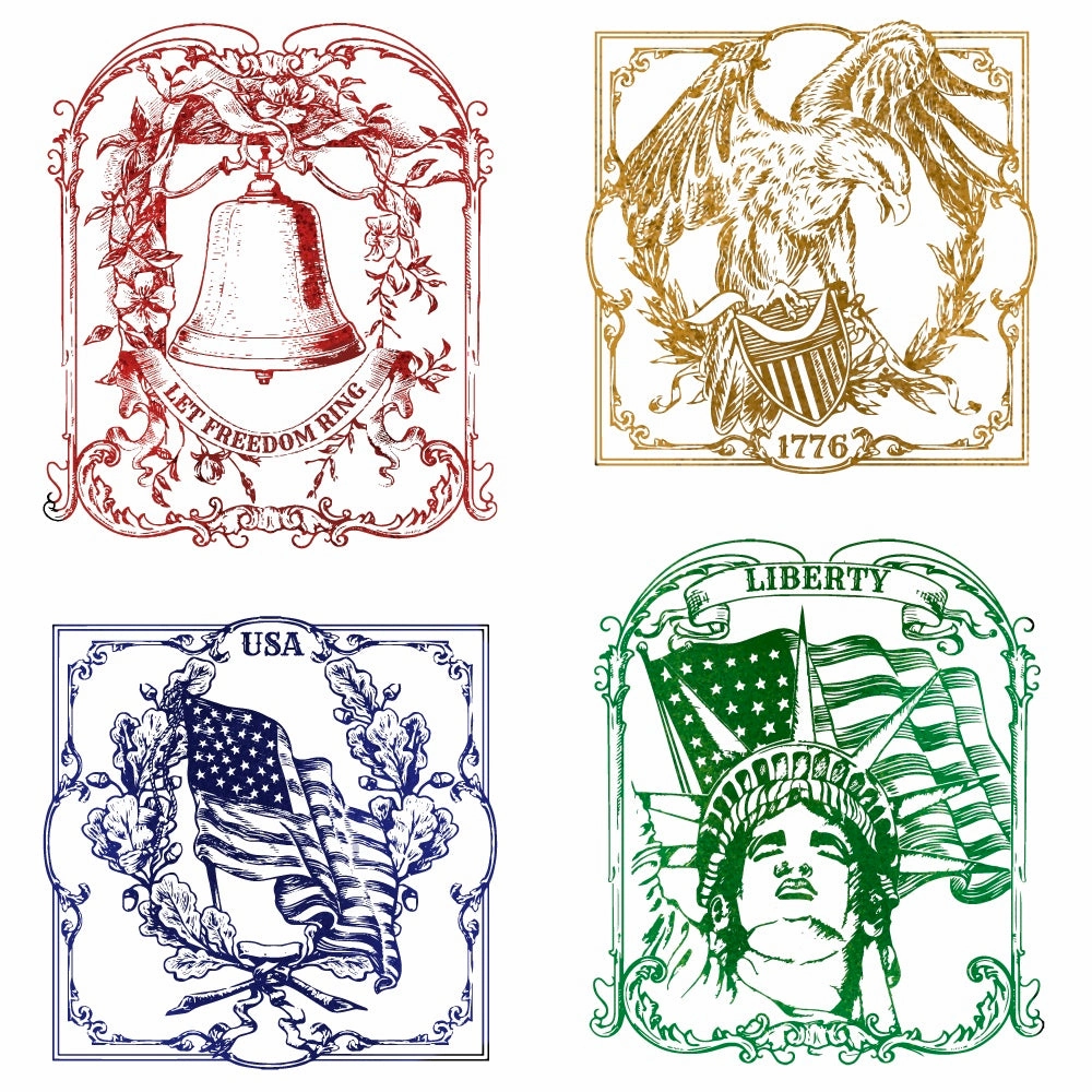 gift glass Let Freedom Ring - 5X6 Rubber Cling Stamp Set