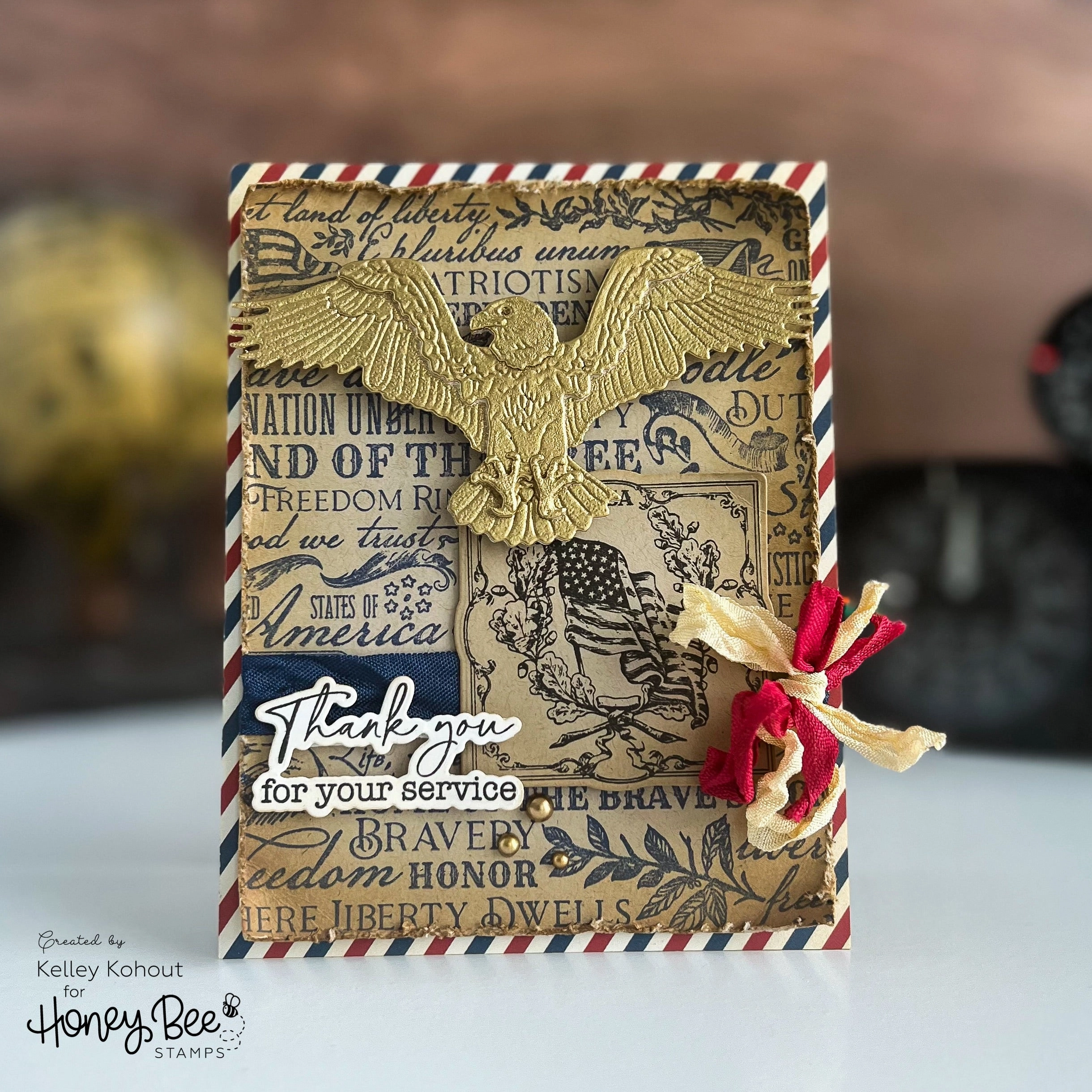 vintage Let Freedom Ring - 5X6 Rubber Cling Stamp Set