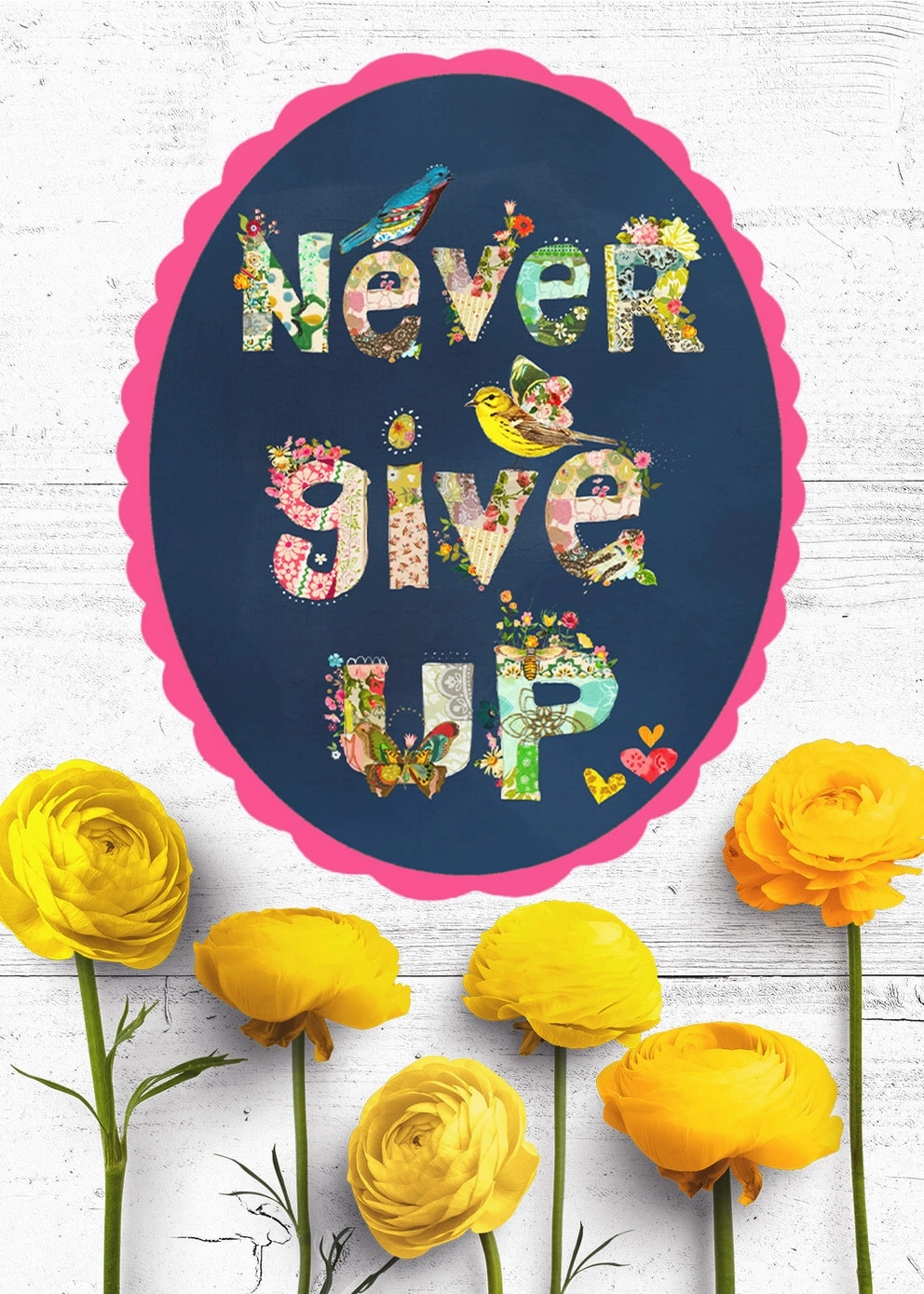 Never Give Up Vinyl Sticker daily finest
