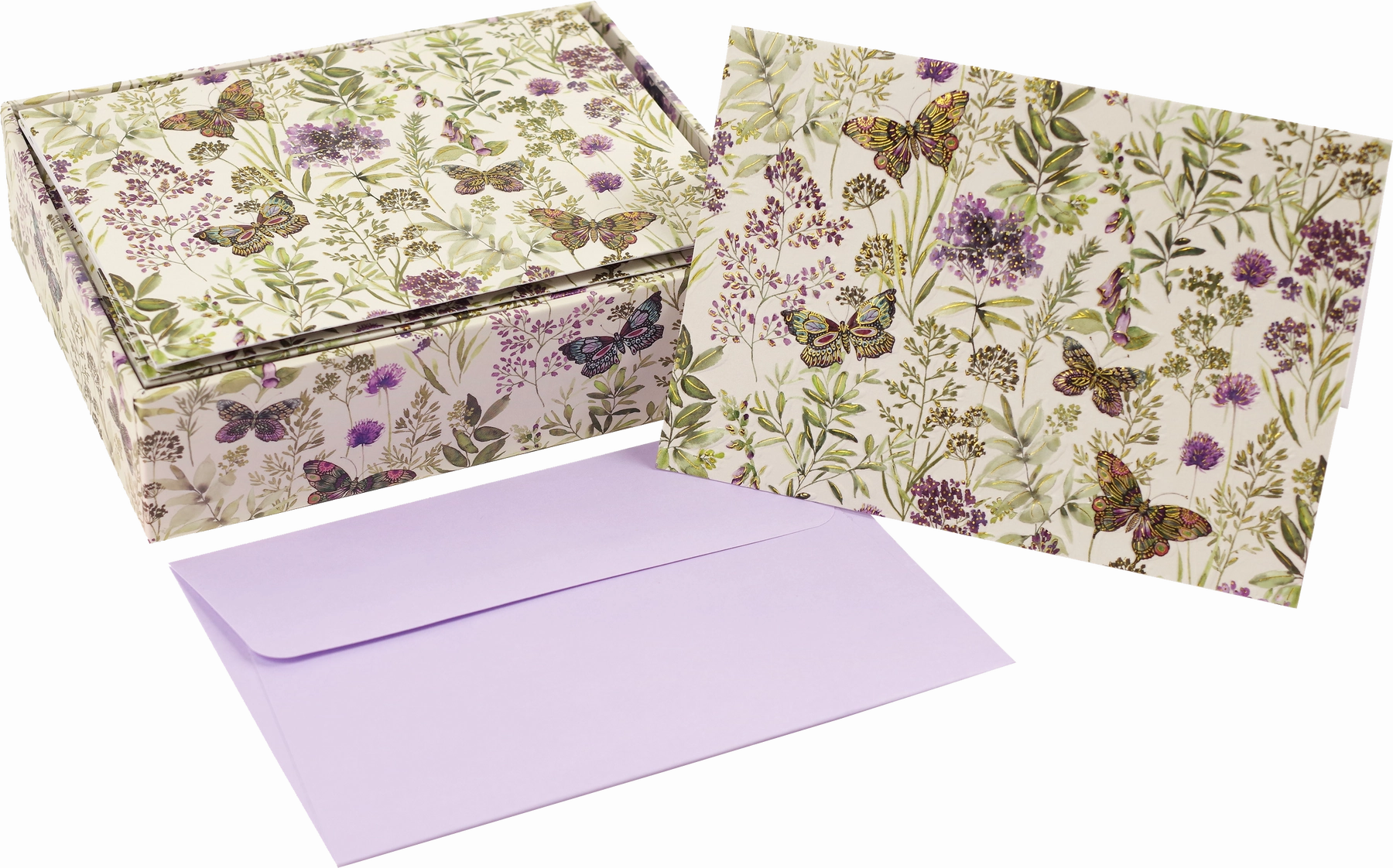 Boxed Note Cards - Amethyst Butterflies
