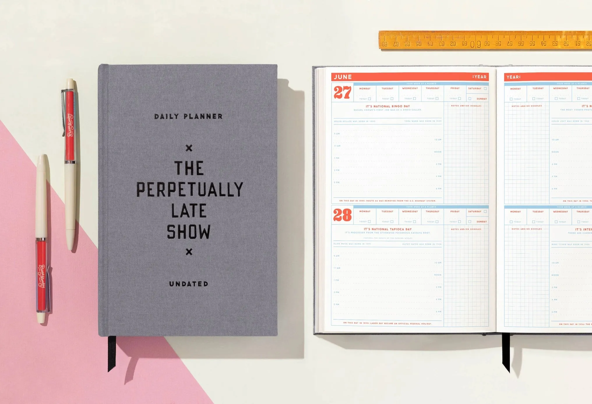 Brass Monkey The Perpetually Late Show Undated Standard Planner locking round