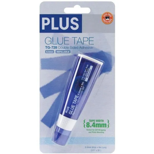 Plus Small Glue Tape Dispenser .33"X26' Blue Tg-728 multipack