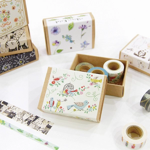Birds Mini Washi Matchbox (5 Rolls) fiber sturdy