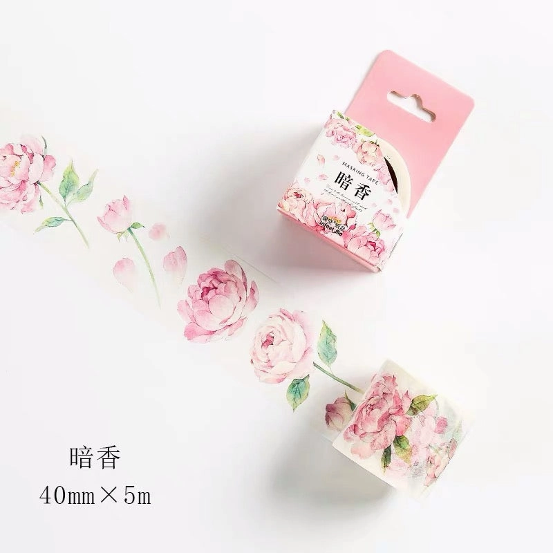 colorful loose Peony Flower Washi Tape