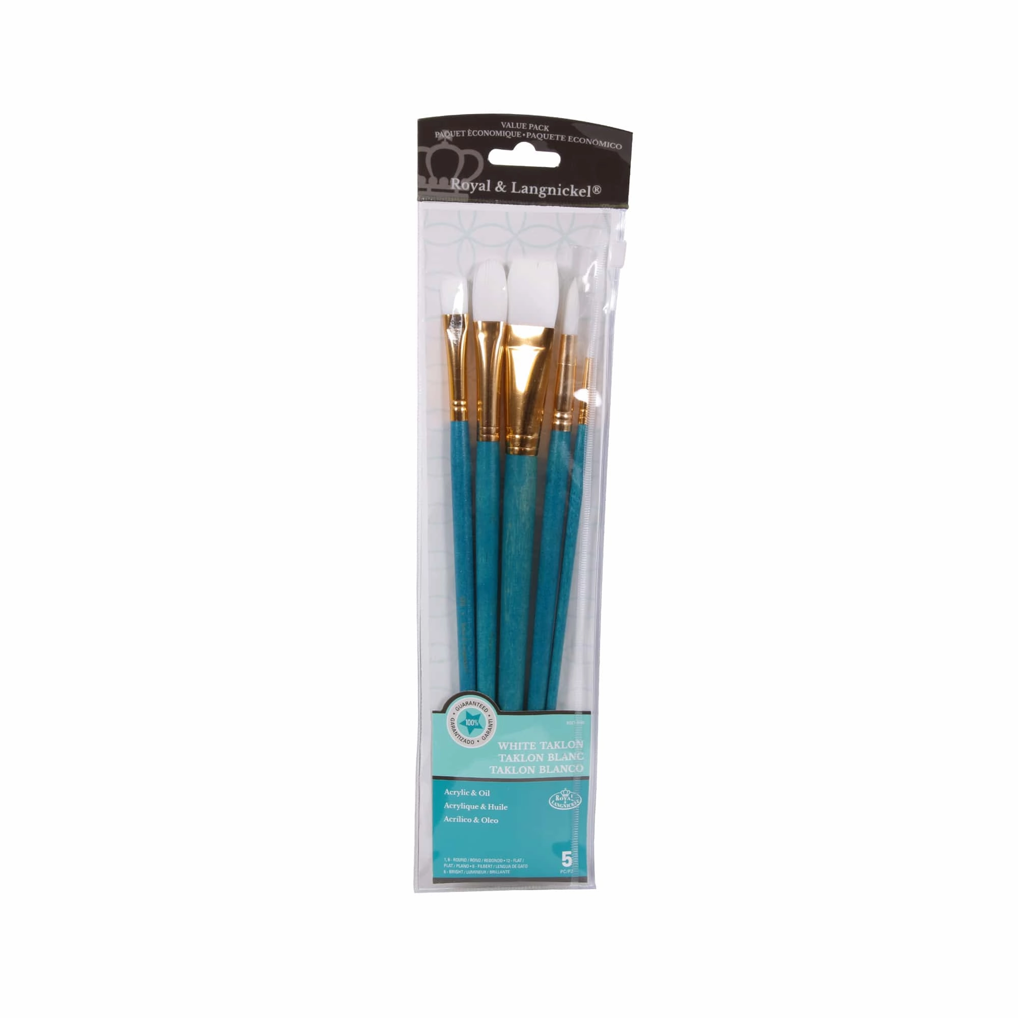 rubber White Taklon Paintbrushes  Set Of 5