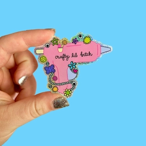 deluxe Crafty Lil B*Tch Hot Glue Gun Glitter Sticker