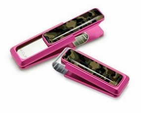 boxed portable M-Clip Ultralight Pink Anodized W/Camo Insert Money Clip