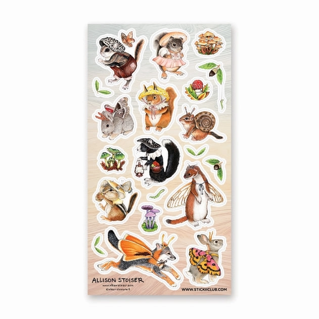 Whimsical Forest Friends Sticker Sheet collapsible