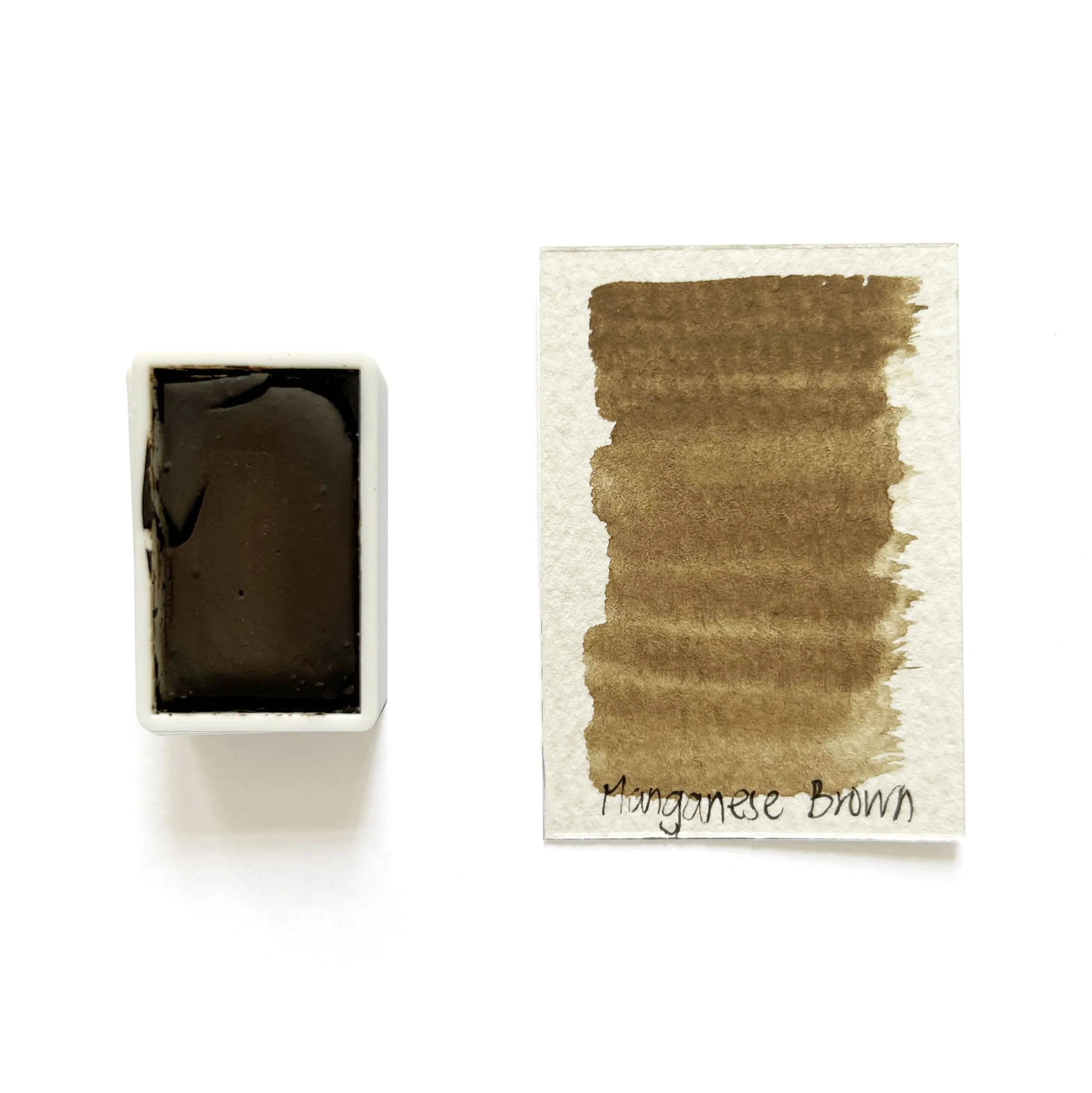 short wooden Manganese Brown - Artist Grade Handmade Honey Based Watercolor Paint Full Pan 3.2Ml