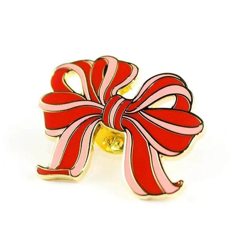 single muted Sweet Bow Enamel Pin