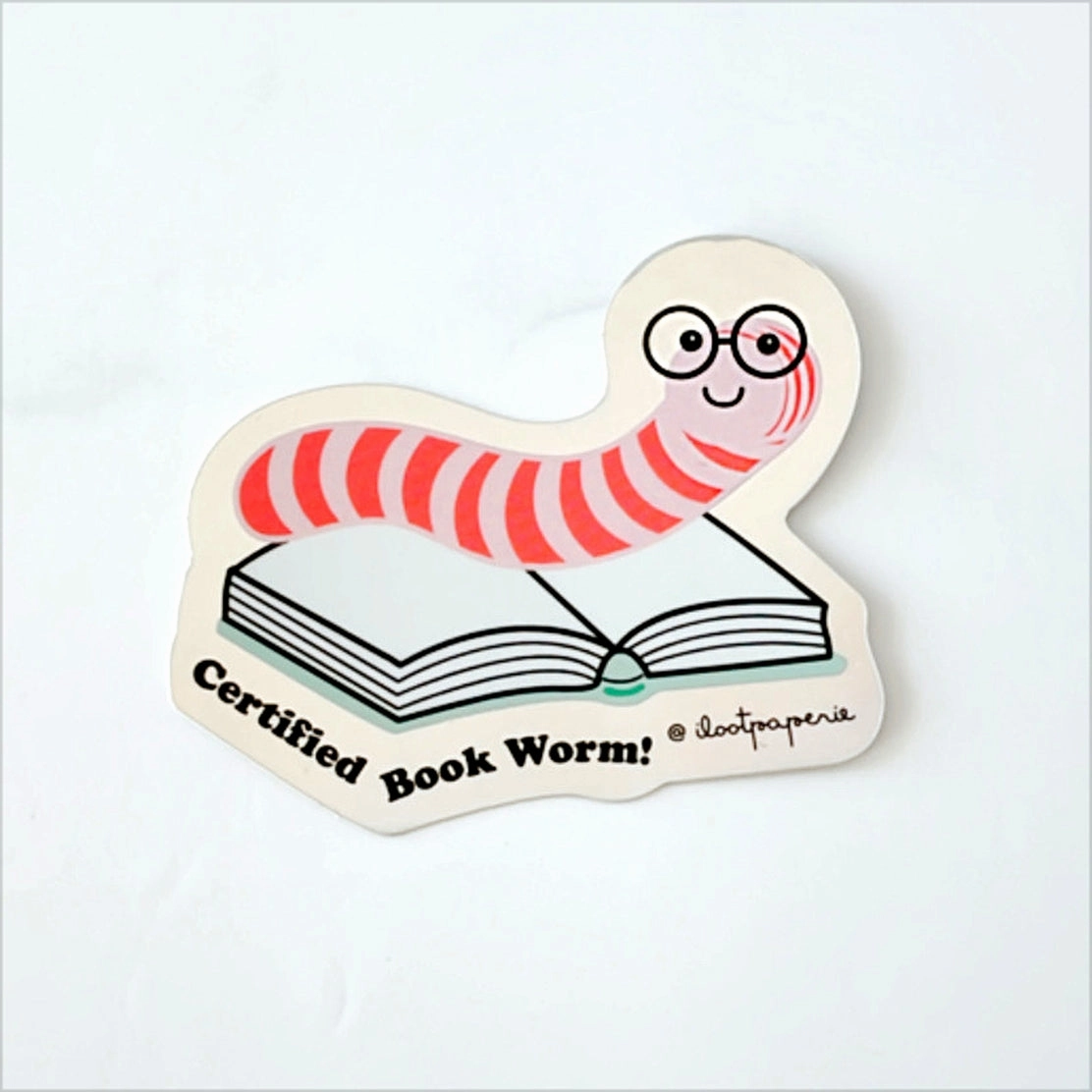 flat Certified Book Worm Holographic Sticker