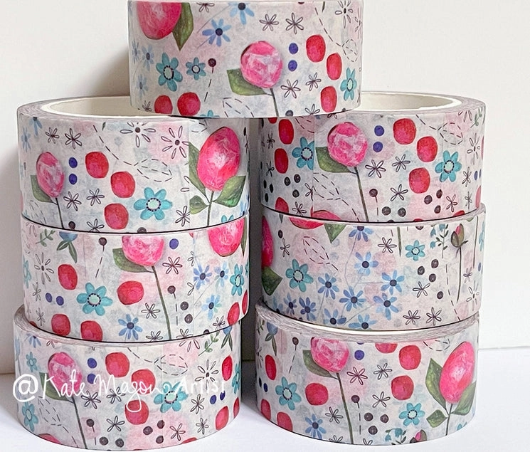soft Peony Floral Washi Tape