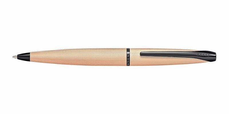 modern round Cross Atx Brushed Rose Gold Pvd Diamond Pattern Ballpoint Pen