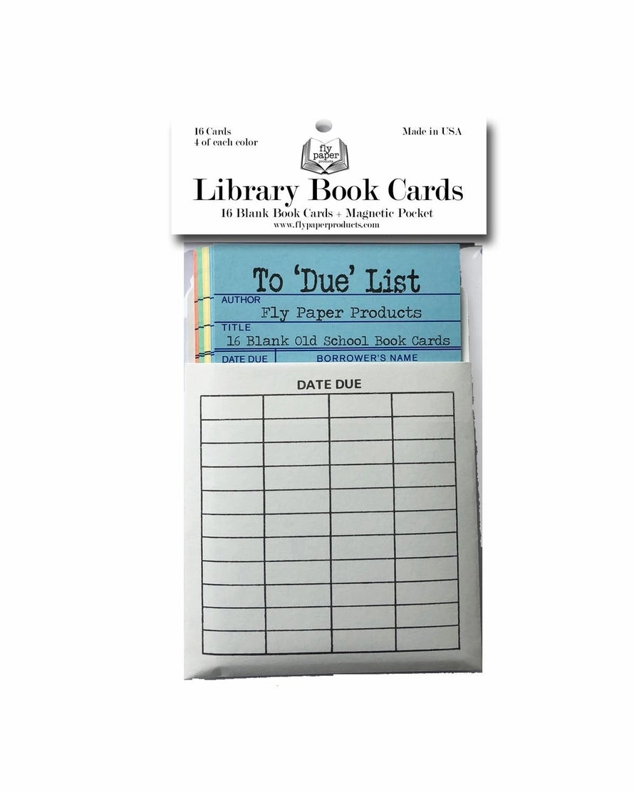 Magnetic Memo Vintage Library Book Cards linen