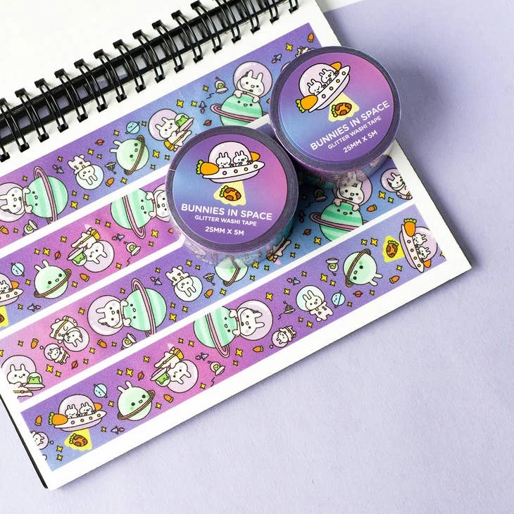 musthave Bunnies In Space Glitter Washi Tape
