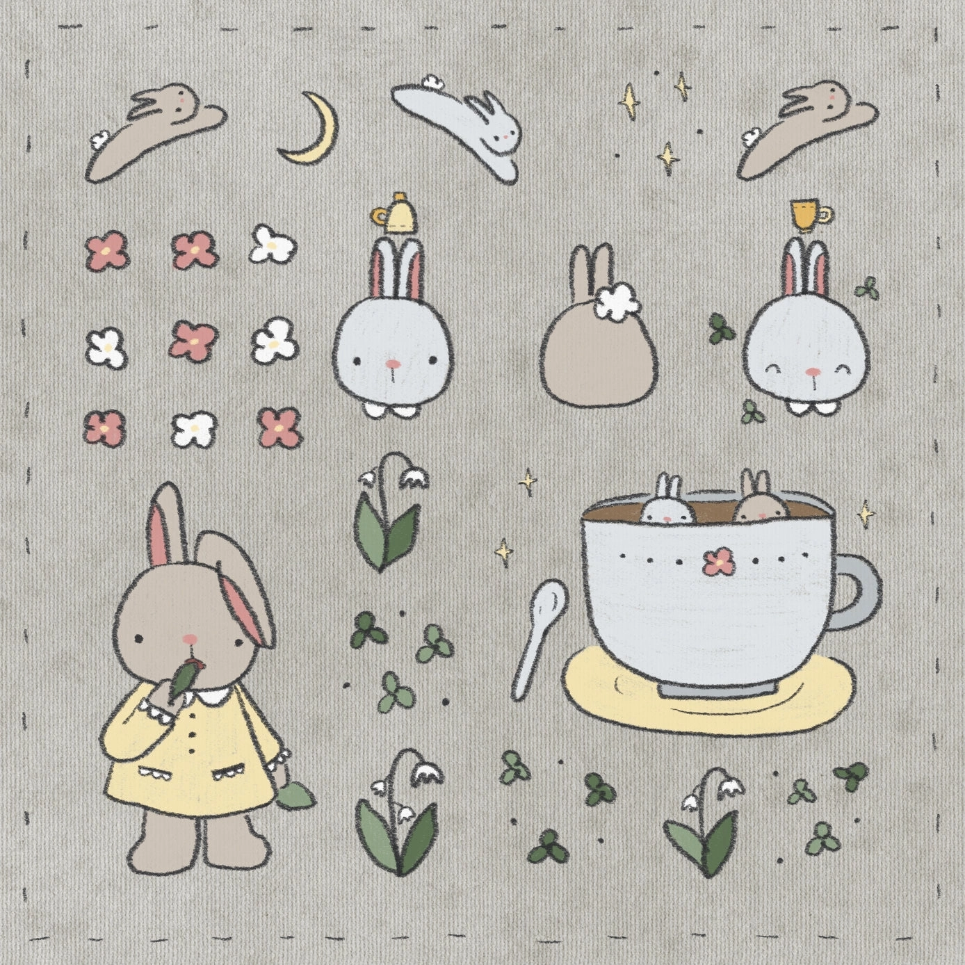 Bunny Washi Sticker Sheet refined