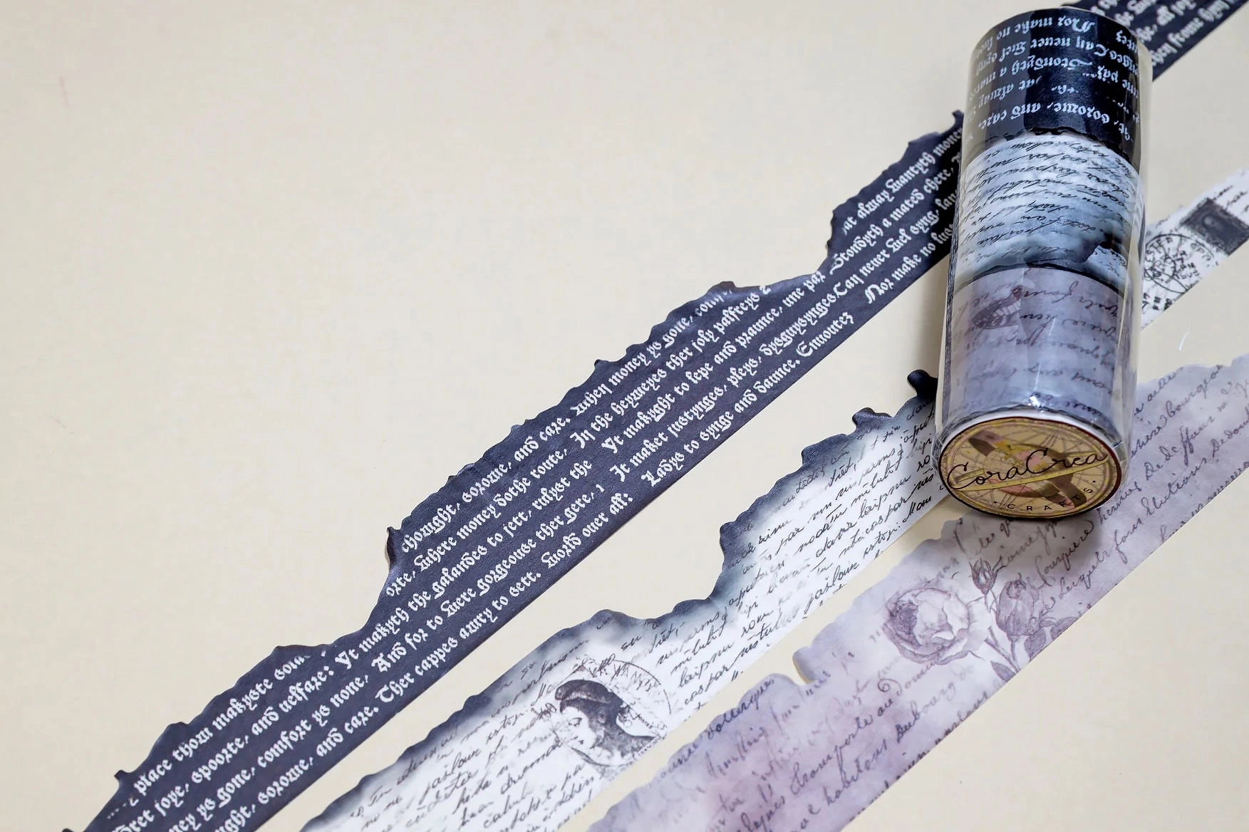 large resilient Burnt Writing Washi Tape Set