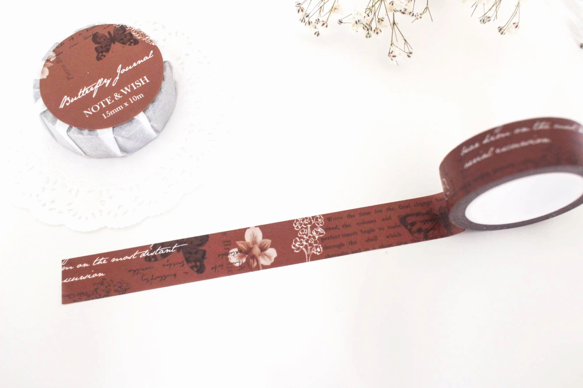 finest Butterfly Journal Washi Tape Dark Red Brown