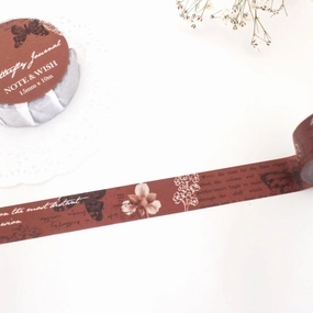 Butterfly Journal Washi Tape Dark Red Brown affordable muted