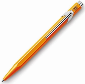exclusive Caran D'Ache 849 Metal Fluorescent Orange Ballpoint Pen