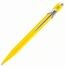 Caran D'Ache 849 Metal Yellow Ballpoint Pen top magnetic
