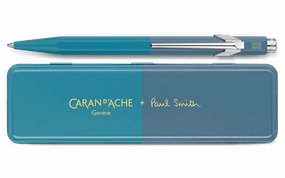 slim essential Caran D'Ache 849 Paul Smith Cyan Blue And Steel Blue Ballpoint Pen