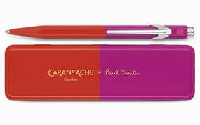 Caran D'Ache 849 Paul Smith Warm Red And Melrose Pink Ballpoint Pen bronze flat