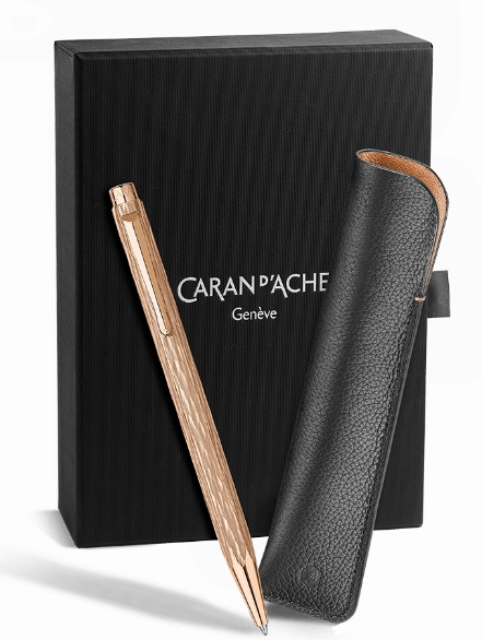 Caran D'Ache Ecridor Venetian Set Rose Gold Ballpoint Pen And Leather Case - Limited Edition giant collapsible