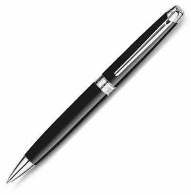 trendy organic Caran D'Ache Leman Black Silver Ballpoint Pen