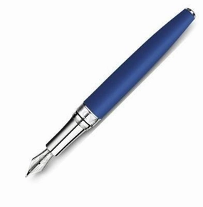 Caran D'Ache Leman Matte Blue Silver Fountain Pen portable