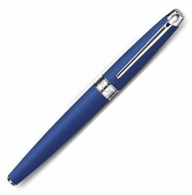Caran D'Ache Leman Matte Blue Silver Rollerball Pen refillable