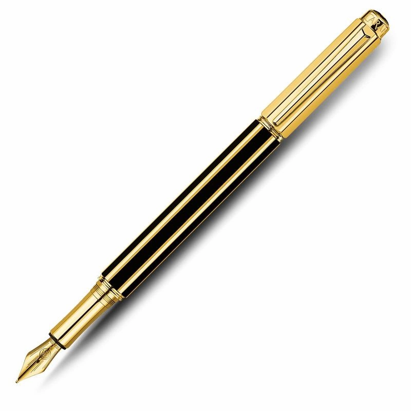 Caran D'Ache Varius Gold Plated China Black Fountain Pen cotton bamboo