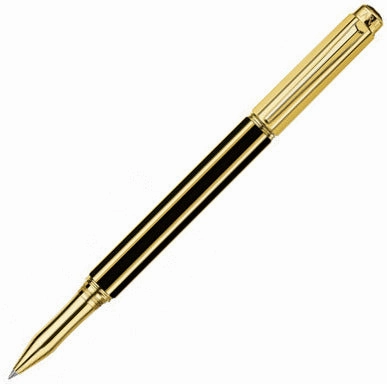 Caran D'Ache Varius Gold Plated China Black Rollerball Pen paper