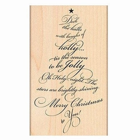 automatic Caroling Tree Rubber Stamp