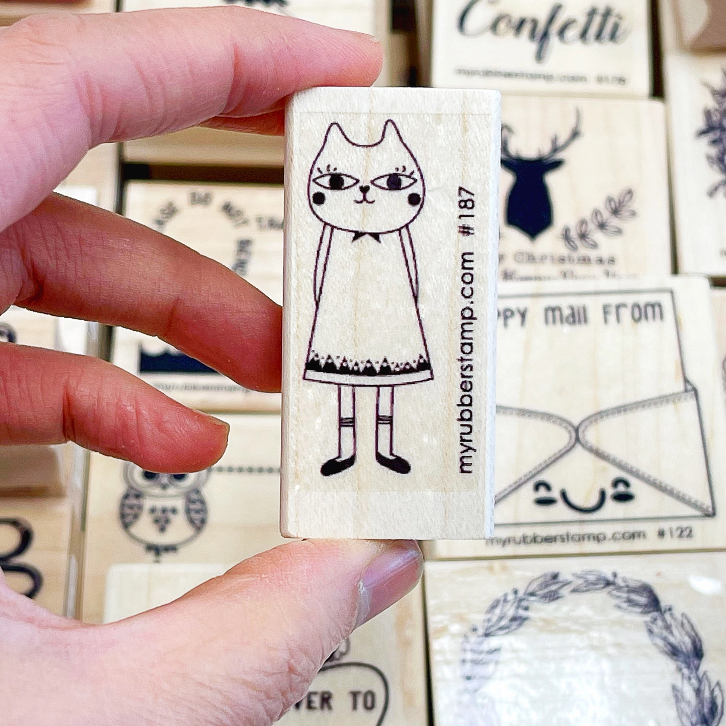 small valuable Cat Lady Rubber Stamp