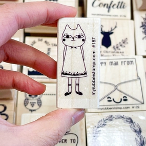 small valuable Cat Lady Rubber Stamp